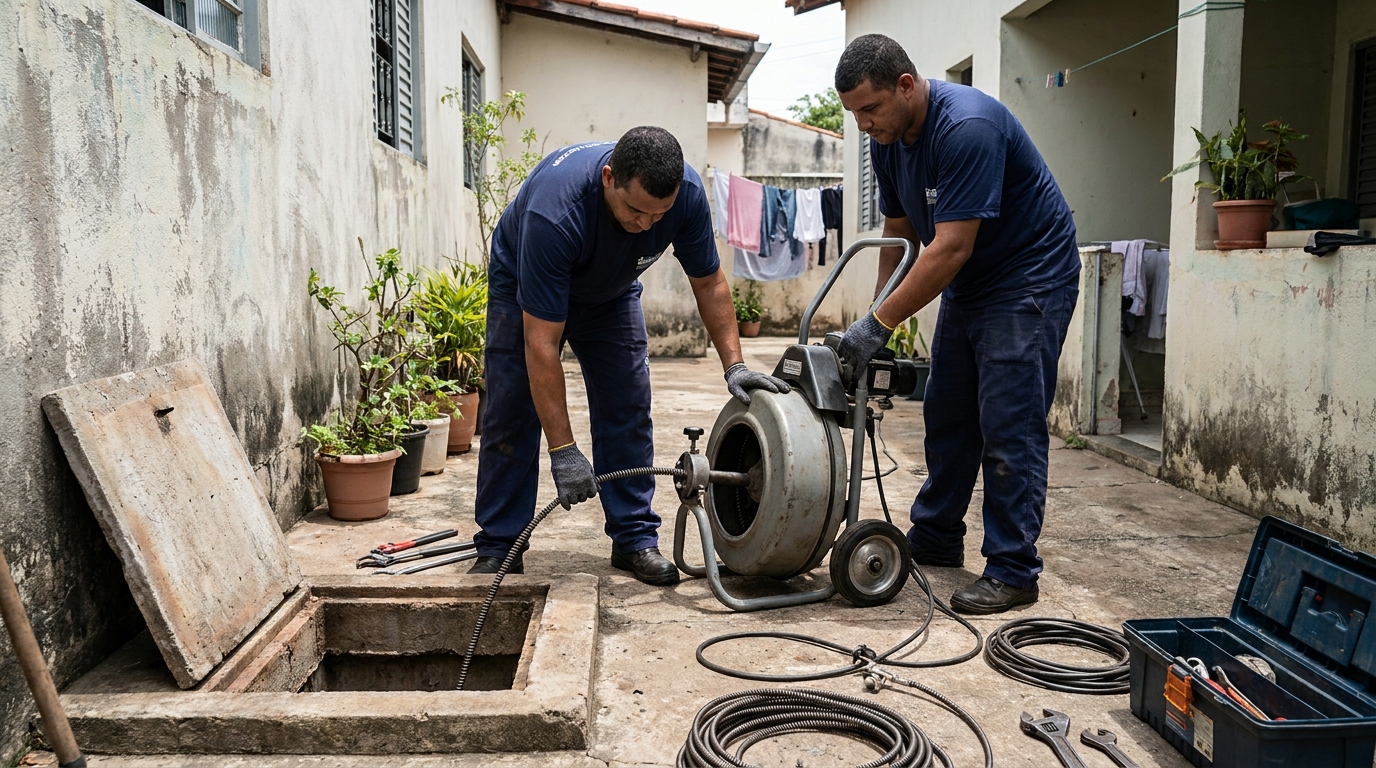 Desentupimento de Coluna Sanitária no Serrano, Caxias do Sul‑RS